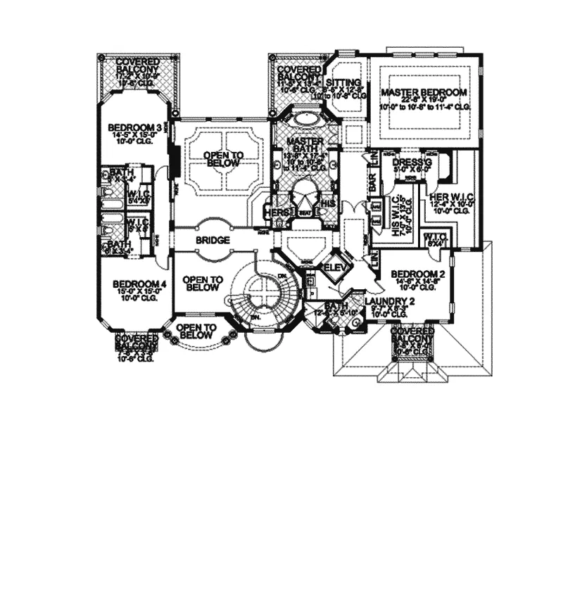 Santa Fe House Plan Second Floor - Cocoa Beach Mediterranean Home 106S-0066 - Search House Plans and More
