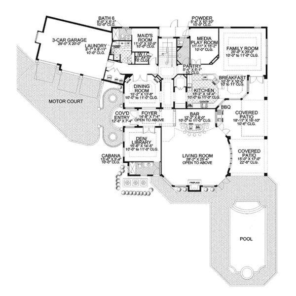 Florida House Plan First Floor - Picayne Point Waterfront Home 106S-0067 - Shop House Plans and More