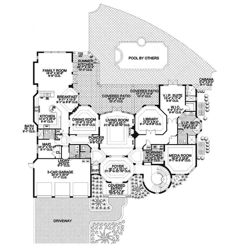 Southwestern House Plan First Floor - Painters Hill Luxury Home 106S-0070 - Shop House Plans and More