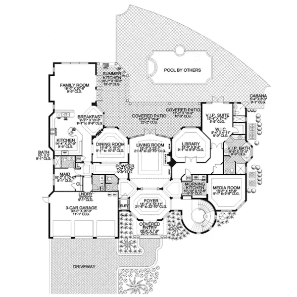 Mediterranean House Plan First Floor - Painters Hill Luxury Home 106S-0070 - Shop House Plans and More