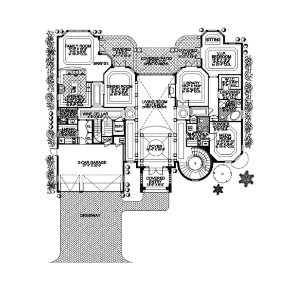 Luxury House Plan First Floor - Alta Vista Spanish Home 106S-0073 - Search House Plans and More