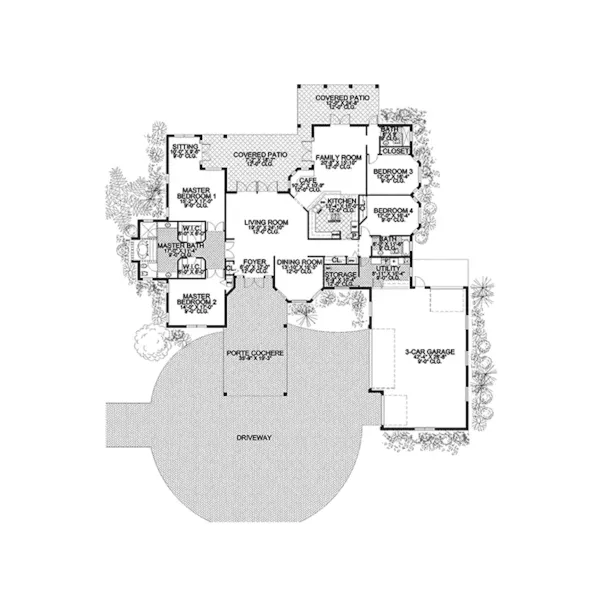 Spanish House Plan First Floor - Otter Canyon Southwestern Home 106S-0078 - Shop House Plans and More