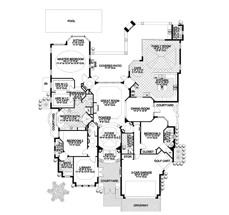 Luxury House Plan First Floor - Marion Oaks Mediterranean Home 106S-0079 - Shop House Plans and More
