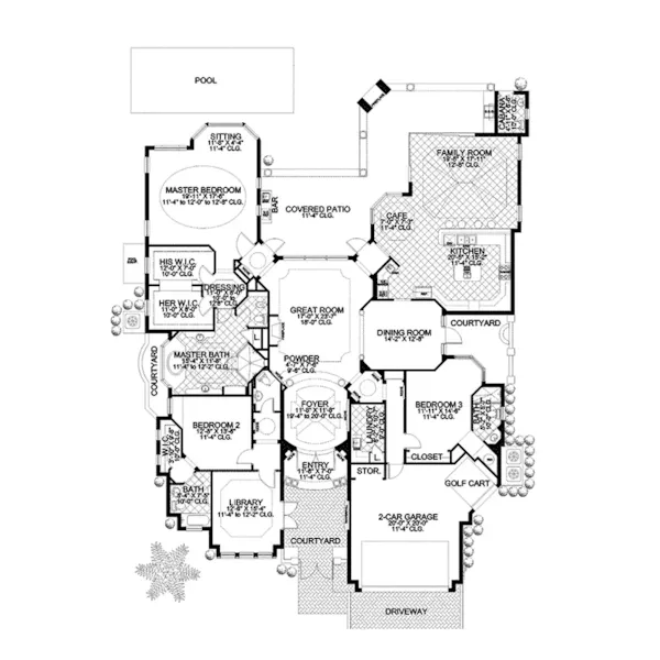 Ranch House Plan First Floor - Marion Oaks Mediterranean Home 106S-0079 - Shop House Plans and More