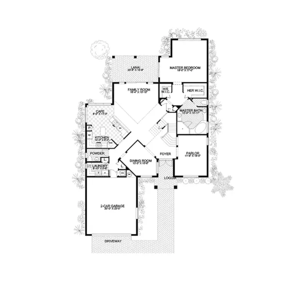 Spanish House Plan First Floor - Louisa Manor Floridian Home 106S-0082 - Shop House Plans and More