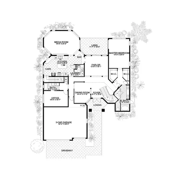 Adobe House Plans & Southwestern Home Design First Floor - Duncan Hill Southwestern Home 106S-0083 - Search House Plans and More