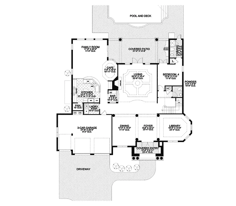 Florida House Plan First Floor - Mariposa Manor Luxury Home 106S-0086 - Shop House Plans and More