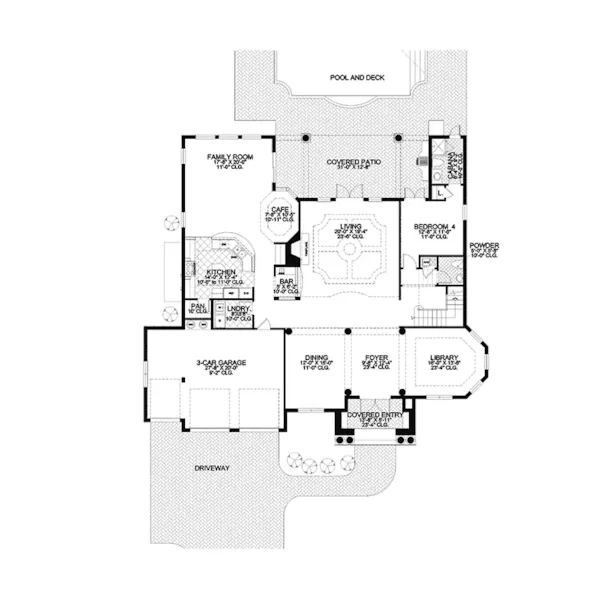 Florida House Plan First Floor - Mariposa Manor Luxury Home 106S-0086 - Shop House Plans and More