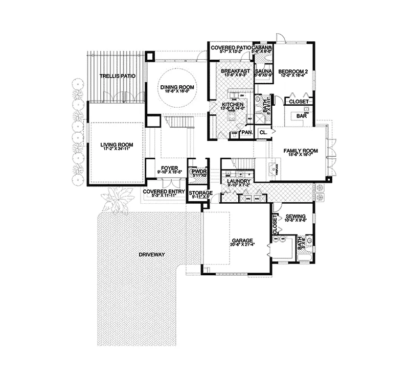 Sunbelt House Plan First Floor - Bisbee Hill Luxury Home 106S-0090 - Search House Plans and More