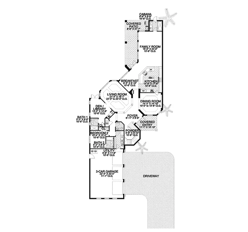 Sunbelt House Plan First Floor - Camino Luxury Home 106S-0092 - Search House Plans and More