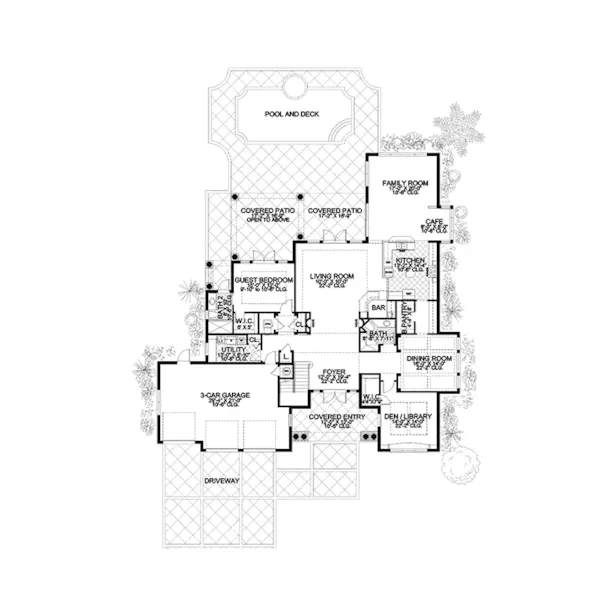 Sunbelt House Plan First Floor - Linda Vista Luxury Home 106S-0093 - Shop House Plans and More