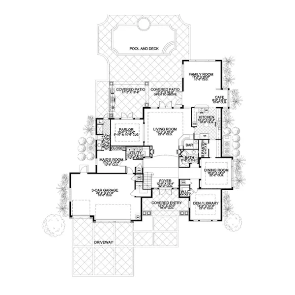 Luxury House Plan First Floor - Del Sol Luxury Sunbelt Home 106S-0094 - Search House Plans and More