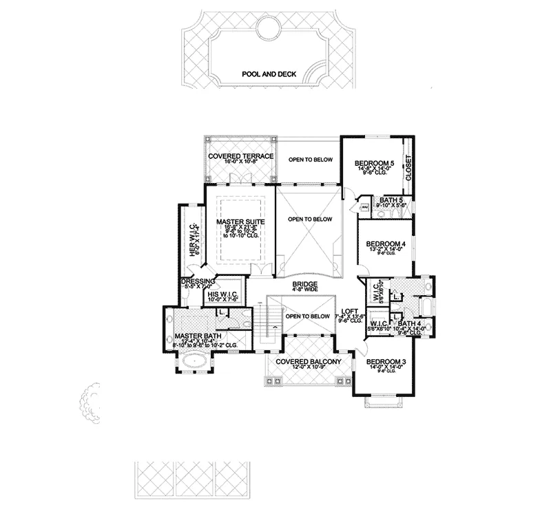 Southwestern House Plan Second Floor - Del Sol Luxury Sunbelt Home 106S-0094 - Search House Plans and More