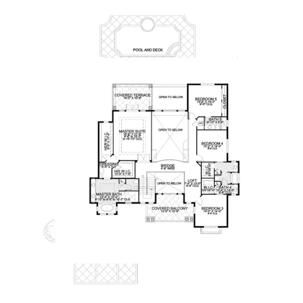 Luxury House Plan Second Floor - Del Sol Luxury Sunbelt Home 106S-0094 - Search House Plans and More