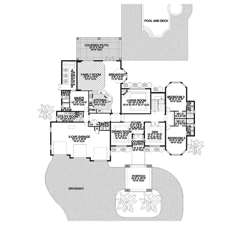 Adobe House Plans & Southwestern Home Design First Floor - Aubrey Lane Sunbelt Home 106S-0095 - Search House Plans and More