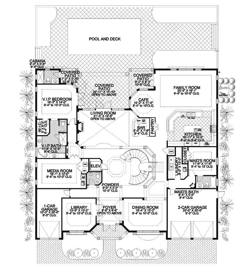 Luxury House Plan First Floor - Lauderdale Hill Sunbelt Home 106S-0099 - Shop House Plans and More