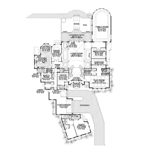 Mediterranean House Plan First Floor - San Carlo Manor Spanish Home 106S-0100 - Shop House Plans and More