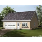 Two-car garage has loft above and work area plus charming planter box under window