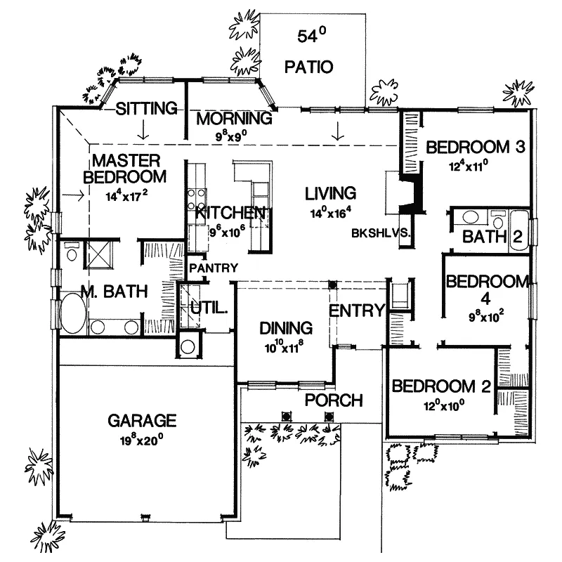 Country House Plan First Floor - Bellezona Ranch Home 111D-0001 - Search House Plans and More