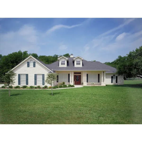 Large Front Porch With Columns Enhances Façade