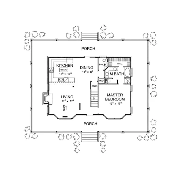 Bungalow House Plan First Floor - Hunters Pointe Bungalow Home 111D-0003 - Search House Plans and More