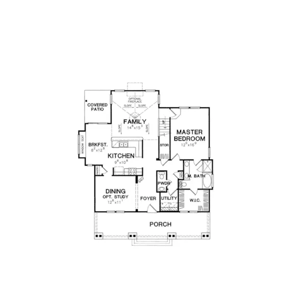 Traditional House Plan First Floor - Belhaven Arts And Crafts Home 111D-0005 - Search House Plans and More