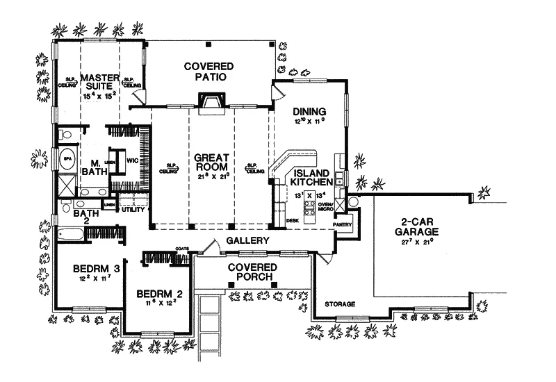 Southern House Plan First Floor - Edwin Place Ranch Home 111D-0007 - Search House Plans and More