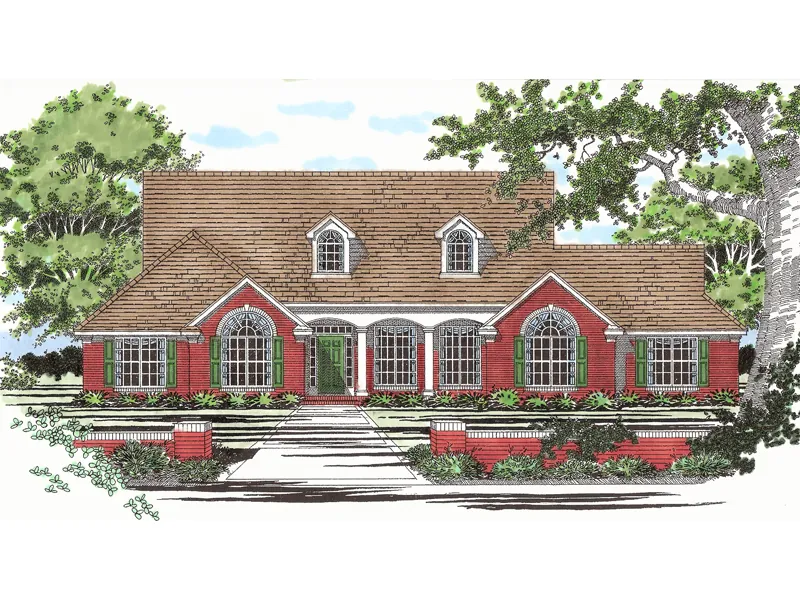 Dormers And Arched Windows Decorate Ranch