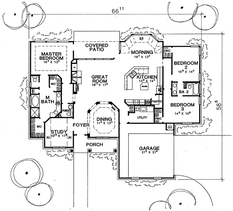 English Cottage House Plan First Floor - Mason Knoll Traditional Home 111D-0013 - Shop House Plans and More