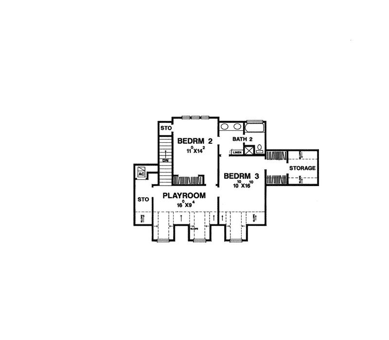 Acadian House Plan Second Floor - Nallaghan Country Home 111D-0014 - Shop House Plans and More