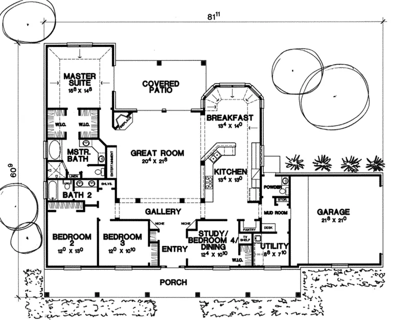 English Cottage House Plan First Floor - Robard Country Home 111D-0015 - Shop House Plans and More