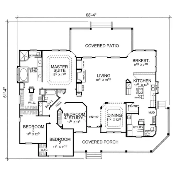 Farmhouse Plan First Floor - Waters Creek Country Home 111D-0017 - Shop House Plans and More