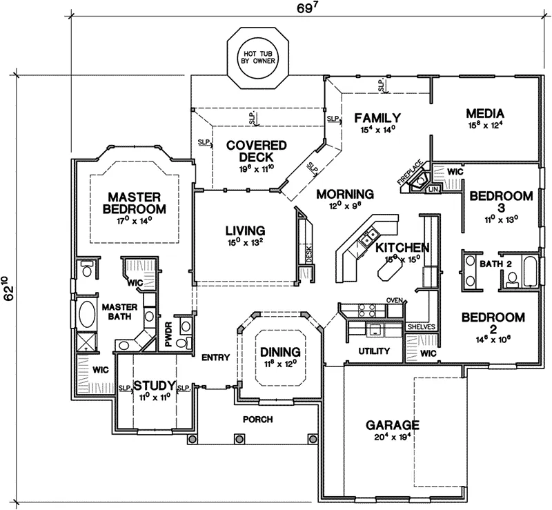 Ranch House Plan First Floor - Martin Traditional Home 111D-0021 - Shop House Plans and More