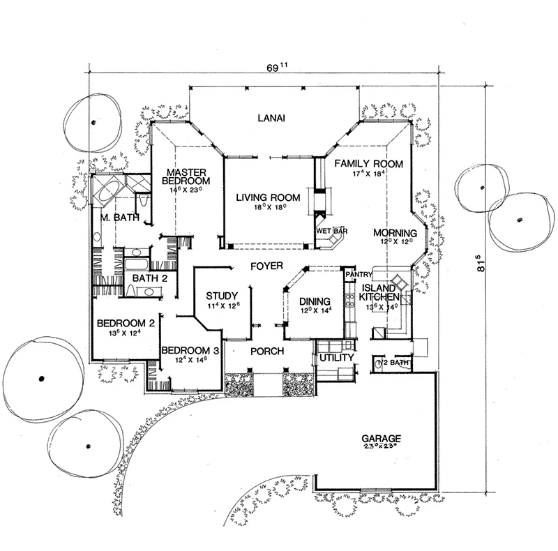 Traditional House Plan First Floor - Baraleilles Ranch Home 111D-0023 - Search House Plans and More