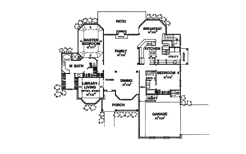 Craftsman House Plan First Floor - Demenil Place Traditional Home 111D-0024 - Search House Plans and More