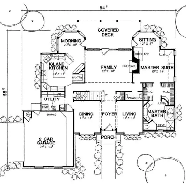 Cape Cod & New England House Plan First Floor - Drew Plantation Southern Home 111D-0025 - Search House Plans and More