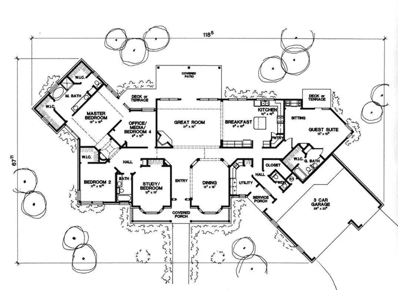 Rustic House Plan First Floor - Delia Hill Country Home 111D-0027 - Search House Plans and More