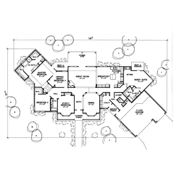 Country House Plan First Floor - Delia Hill Country Home 111D-0027 - Search House Plans and More