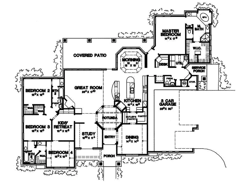 Tudor House Plan First Floor - Skymeadow English Cottage Home 111D-0031 - Shop House Plans and More