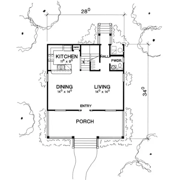 Country House Plan First Floor - Darcie Country Home 111D-0034 - Search House Plans and More