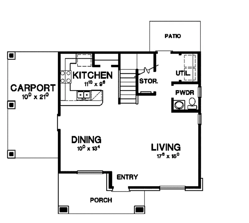 Ranch House Plan First Floor - Frida Contemporary Home 111D-0036 - Search House Plans and More