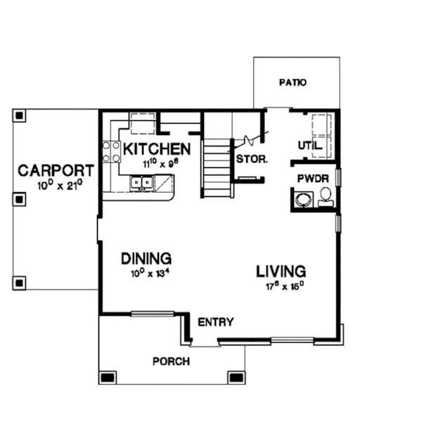 Ranch House Plan First Floor - Frida Contemporary Home 111D-0036 - Search House Plans and More