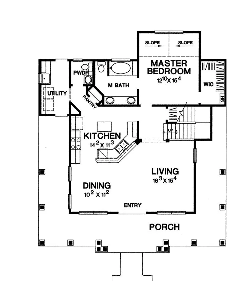Traditional House Plan First Floor - Meyer Oak Country Home 111D-0039 - Shop House Plans and More
