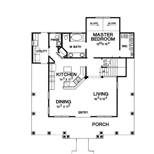 Craftsman House Plan First Floor - Meyer Oak Country Home 111D-0039 - Shop House Plans and More