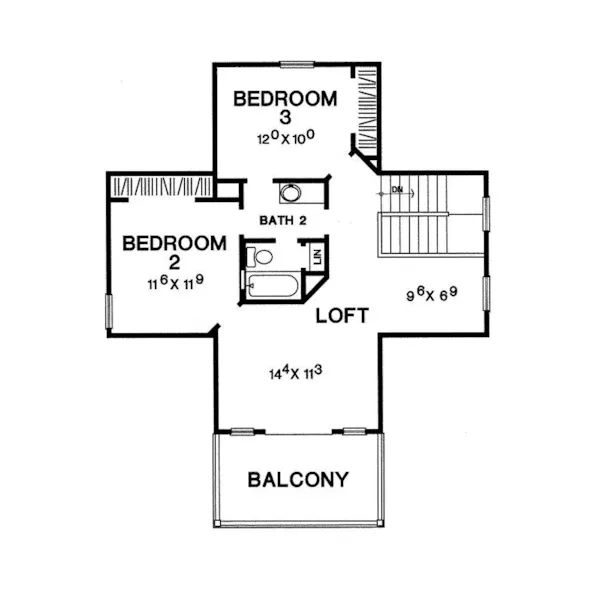 Craftsman House Plan Second Floor - Meyer Oak Country Home 111D-0039 - Shop House Plans and More