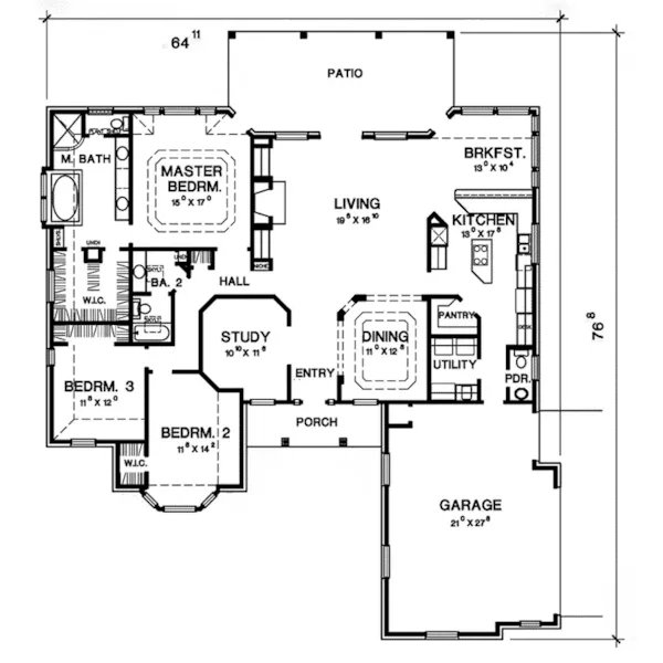 First Floor - Thomas Glen Ranch Home 111D-0041 - Shop House Plans and More