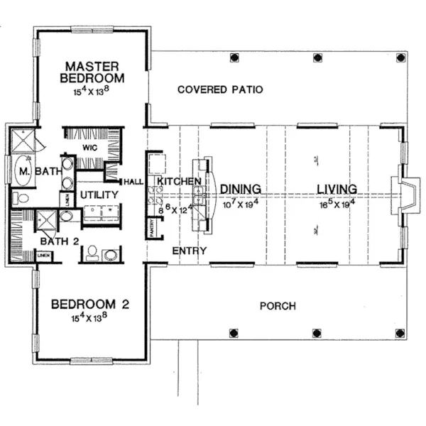 Farmhouse Plan First Floor - Texas Trail Country Home 111D-0043 - Shop House Plans and More