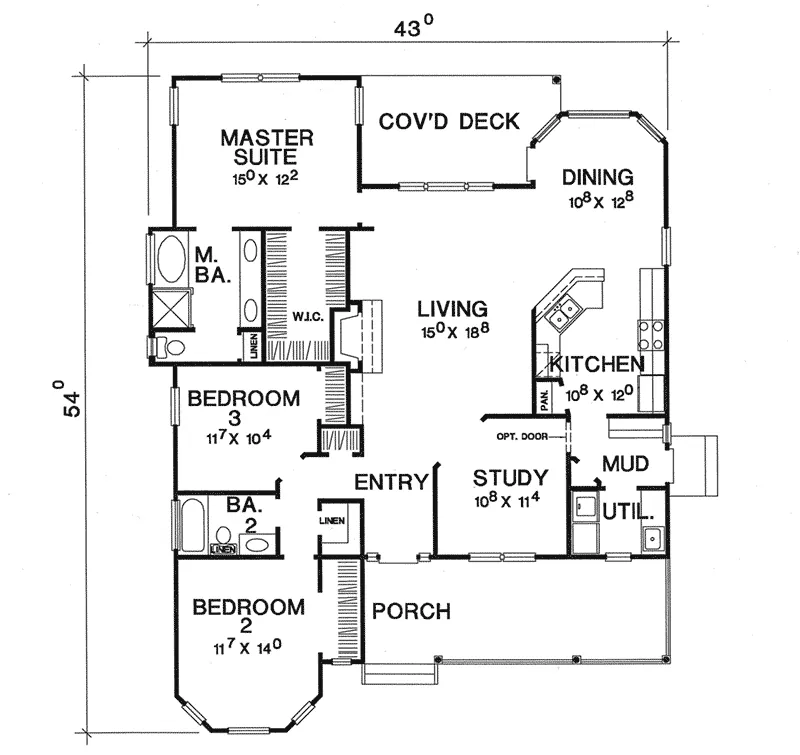 Cabin & Cottage House Plan First Floor - Baker Lane Country Cottage 111D-0044 - Search House Plans and More