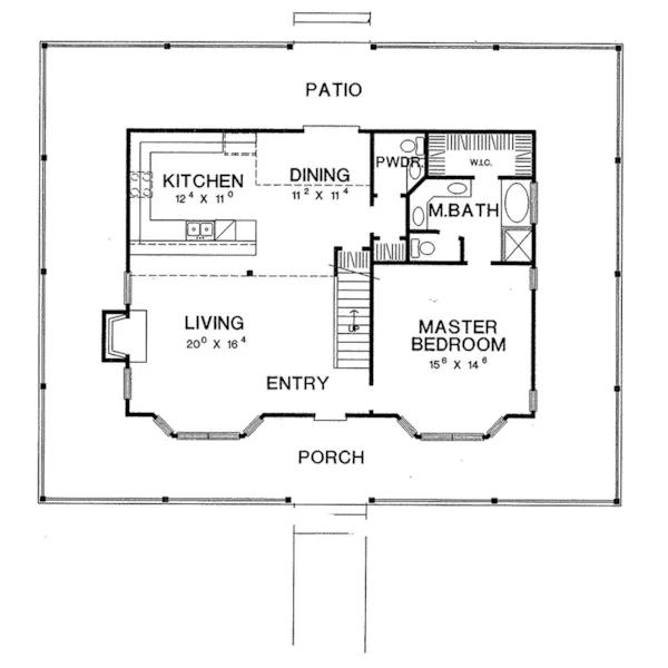 Rustic House Plan First Floor - Presley Hill Country Home 111D-0046 - Shop House Plans and More