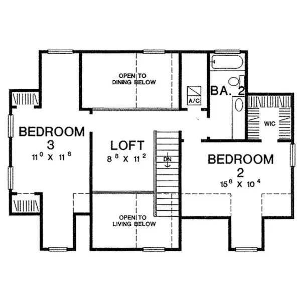 Rustic House Plan Second Floor - Presley Hill Country Home 111D-0046 - Shop House Plans and More